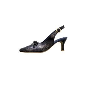 Zapatos azules en cuero con aplique de moño
