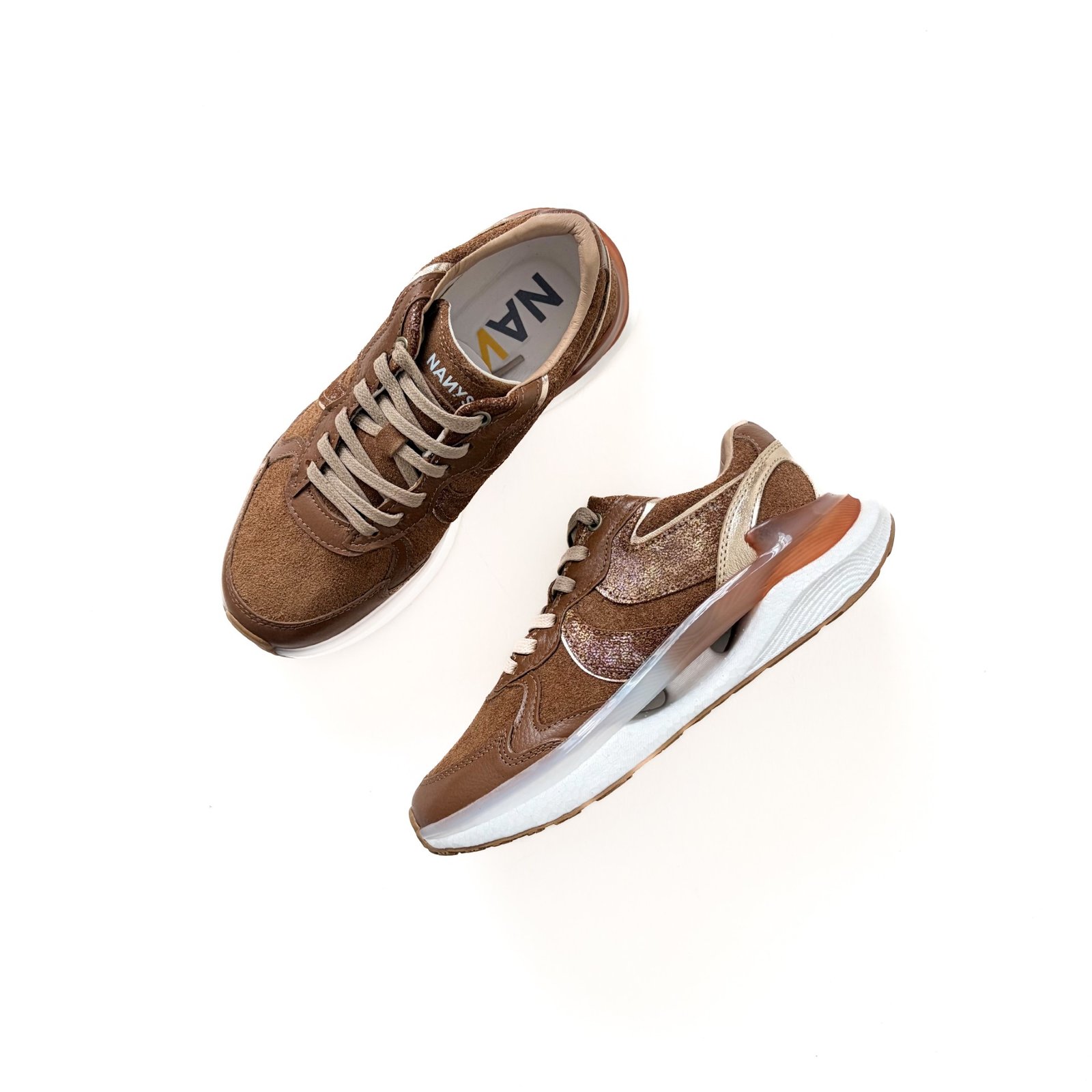 Tenis miel en cuero con suela deportiva - Imagen 2